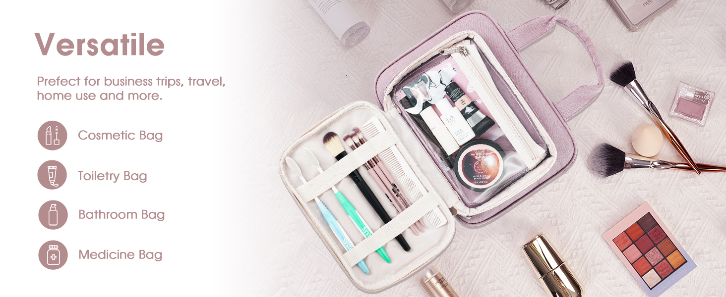 Велика косметичка для жінок Kulturtasche Damen Gross, дорожня косметичка, сумочка для макіяжу, валізка для туалетних речей (Бежевий фламінго)