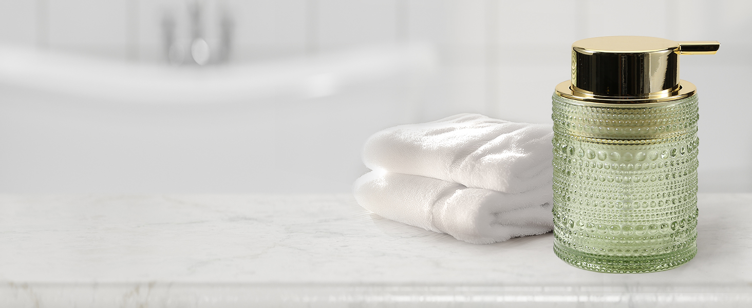 Набір аксесуарів для ванної кімнати Dasiton зі скла, 4 шт: дозатор для мила, тримач для зубних щіток, стаканчик для зубної пасти, контейнер для ватних паличок, декор для ванної кімнати, преміум-якість (зелений)