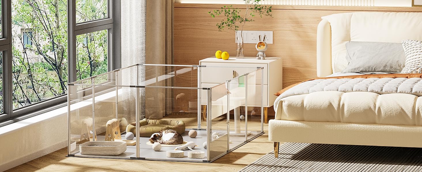 Кія для собак BingoPaw: вольєр для цуценят та собак, 8 елементів, 60 см, XXL, з дверцятами та водовідштовхувальним дном (180x120x61 см)