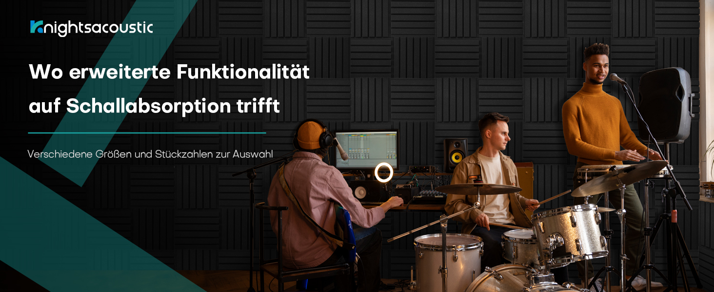 Акустичні пінопластові панелі для звукоізоляції 30x30x5 см, набір 24 шт. (чорний та сірий) — шумопоглинаючі панелі для студії звукозапису та дому