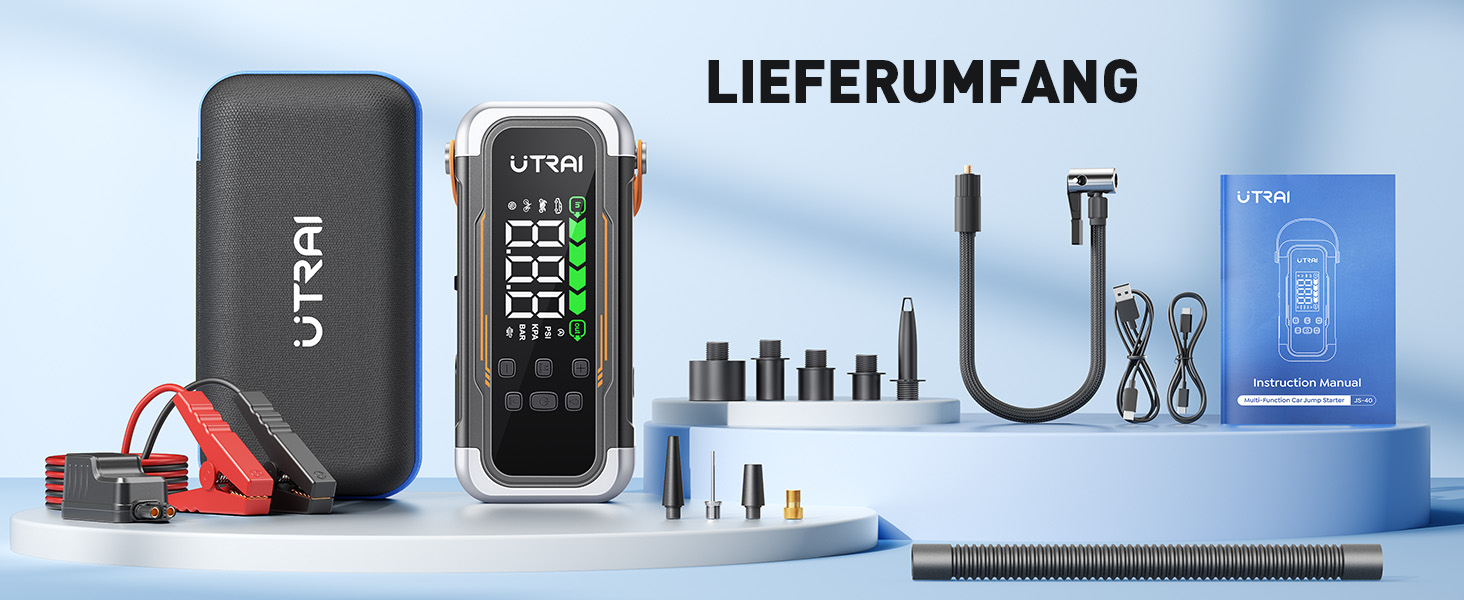 Powerbank для авто UTRAI 6000A з пусковим струмом, компресором та PD 30W – для бензин/дизель (до 10л)