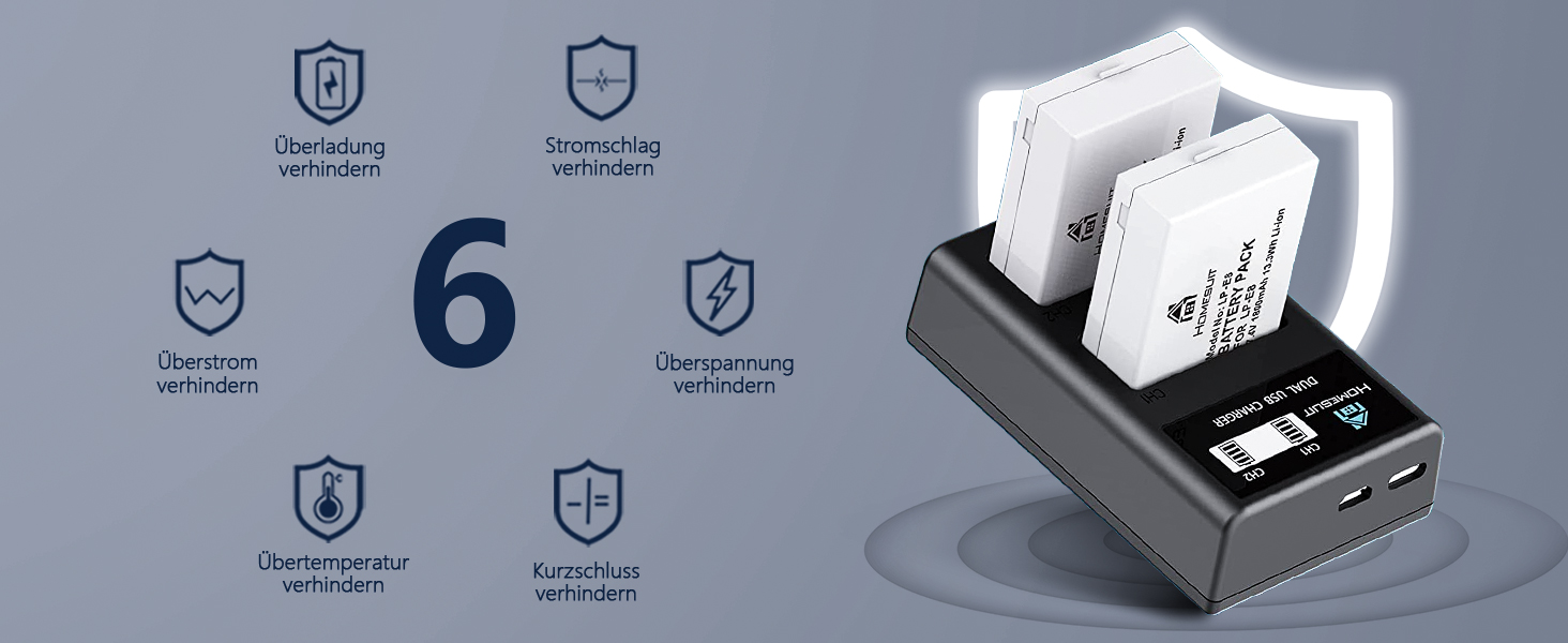 Акумулятор LP-E8 1800mAh та LED-зарядний пристрій для Canon EOS Rebel T2i T3i T4i T5i EOS 550D 600D 650D 650D 700D Kiss X4 X5 X6 X6i X7i (2 шт. акумулятори + 1 зарядний пристрій)