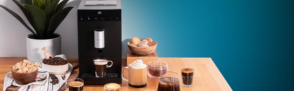 Кавомашина автоматична Cecotec Cremmaet Compact 19 бар, з вбудованою кавомолкою та термоблоком, резервуар для зерен 150г, резервуар для води 1.1л