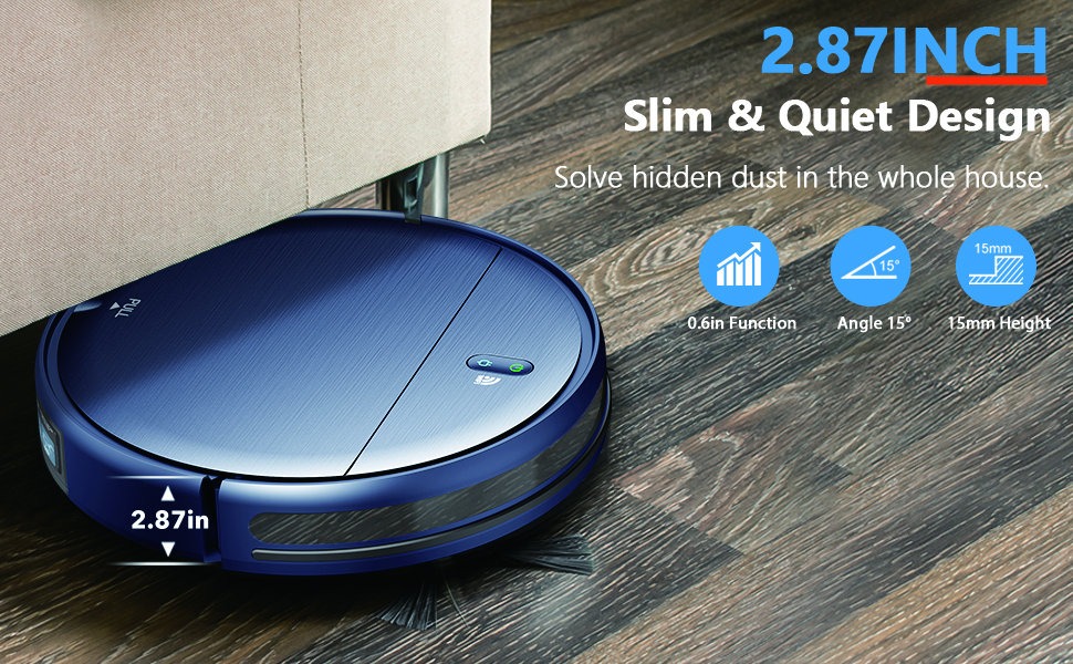Робот-пилосос та миючий робот 2-в-1 з Wi-Fi, керуванням через додаток та пультом, потужне всмоктування, контейнер для пилу та бак для води, самостійна зарядка, ідеальний для шерсті тварин та твердих підлог, блакитний