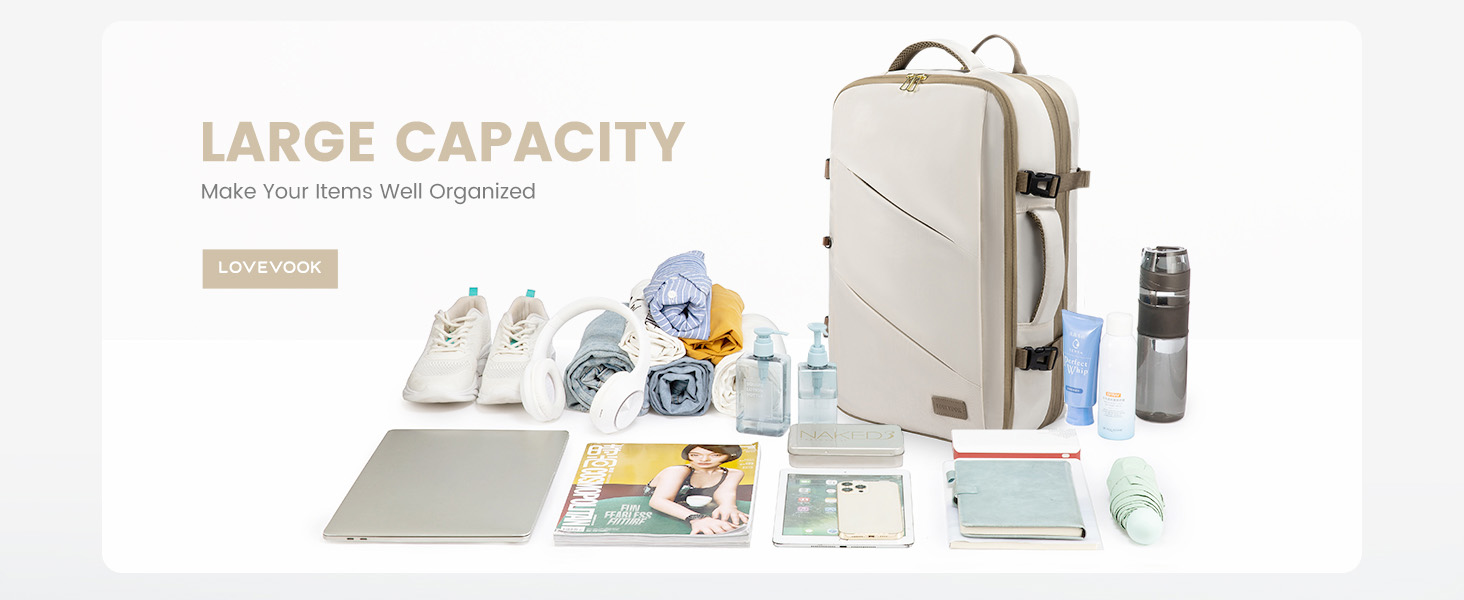LOVEVOOK Рюкзак для ручної поклажі 30-40L, розширюваний, для ноутбука 17