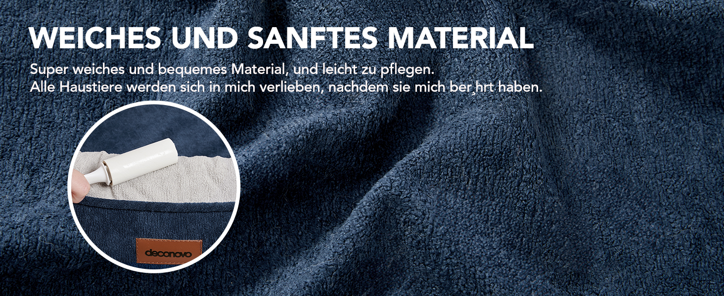 М'яке кругле ліжко для собак та котів Deconovo, Donut, Ø 61 см, ортопедичне, Navy Blue