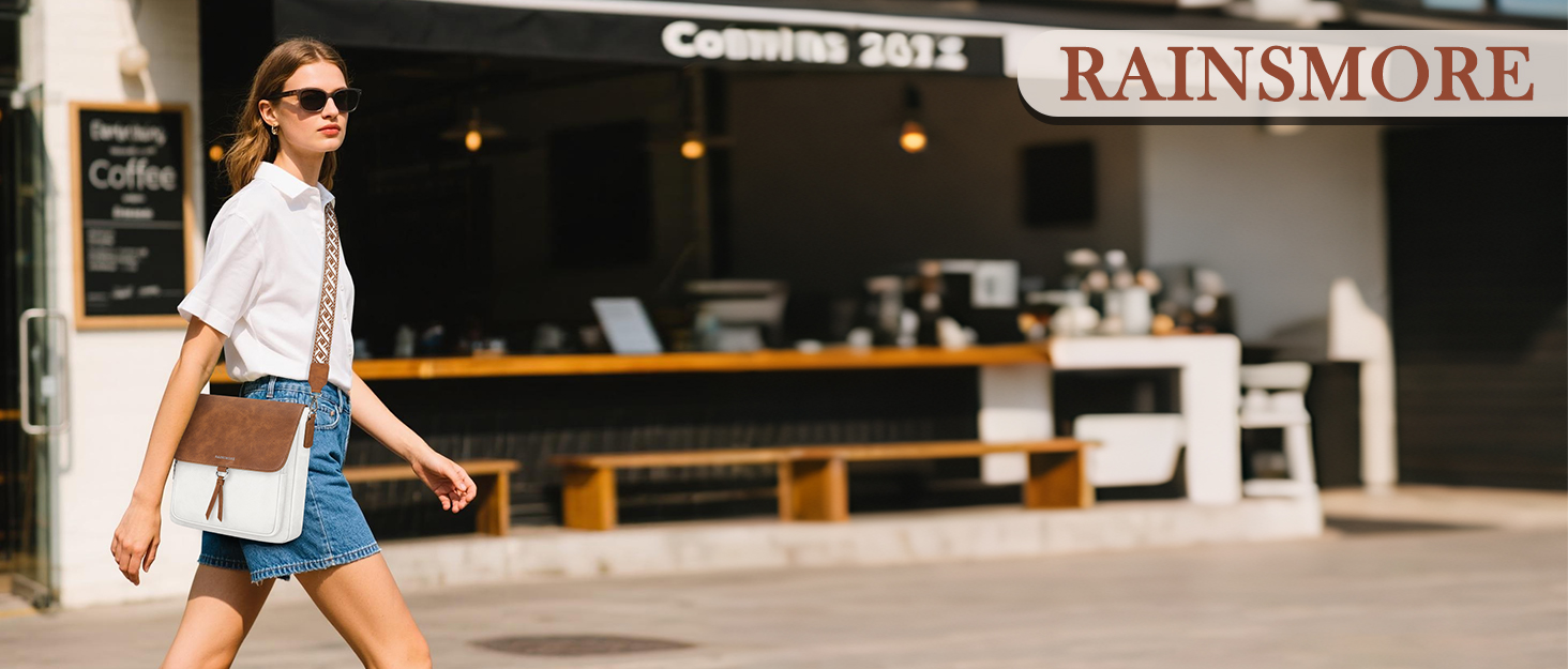 Сумка жіноча RAINSMORE середнього розміру через плече, шкірзам PU, чорно-коричнева