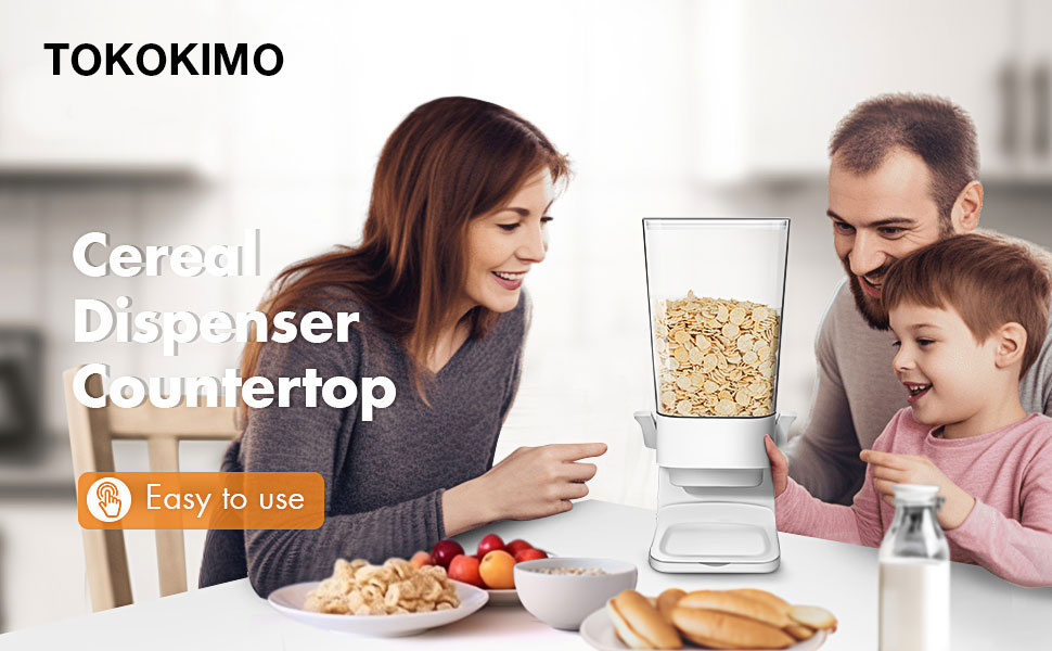 Дозатор для сухої їжі Tokokimo: для крупи, пасти, корму для собак. Настінний, 5л, чорний/білий