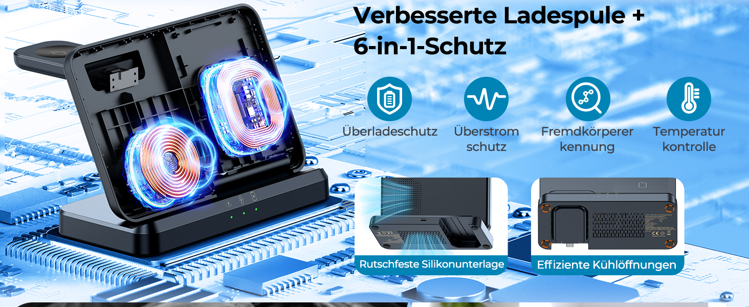 Бездротова зарядка EGV 3-в-1 для Samsung Galaxy S25 Ultra/S24/S23, Z Fold/Flip 7/6, Buds, Watch Ultra/8/7, знімний адаптер, чорний