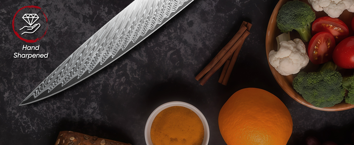 DRAGON RIOT Кухонний ніж професійний, шеф-ніж з ручкою з епоксидної смоли, з піхвою (універсальний)