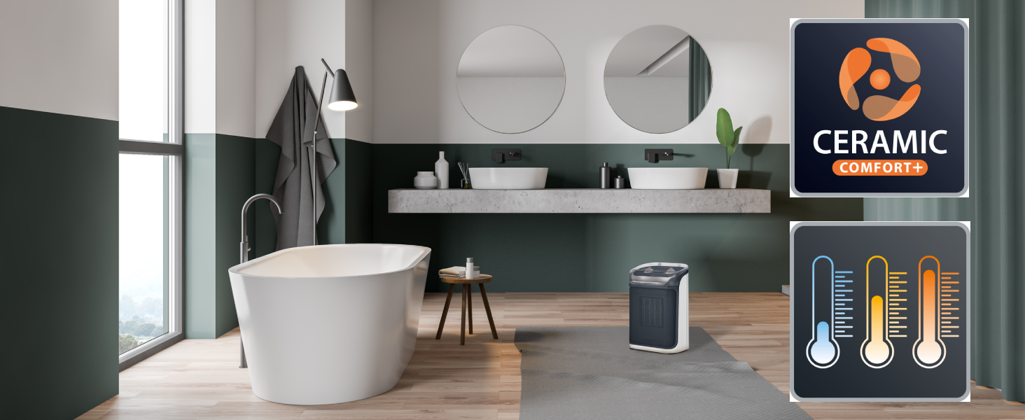 Електричний обігрівач Rowenta Instant Comfort Aqua SO6510F2: тихий, 1200-2400W, 2 режими, для ванної кімнати, сірий