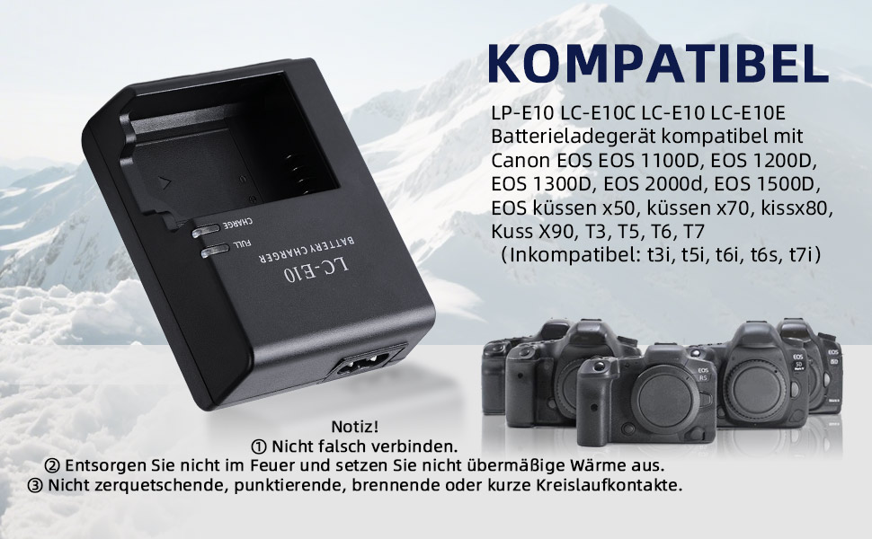 Зарядний пристрій для акумулятора Canon LP-E10/LC-E10C/LC-E10/LC-E10E (сумісний з EOS Rebel T7, T6, T5, T3, T100, EOS 4000d, 3000d, 2000d, 1500d, 1300d, 1200d, 1100d, 1100dkiss)