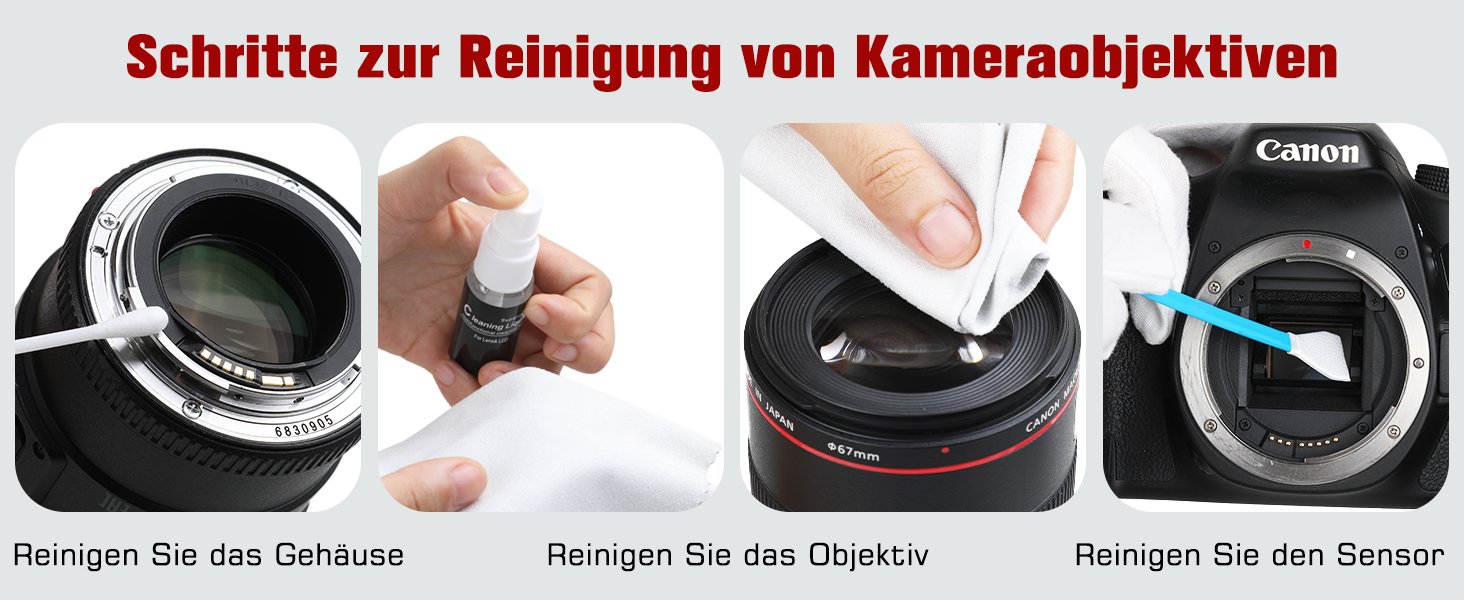 Набір для чищення камери: 14 шт. для об'єктивів DSLR, мобільних телефонів, лінз, фільтрів. Ракета-дувачка, Lenspen, пензлик, мікрофібра, щітка для об'єктивів