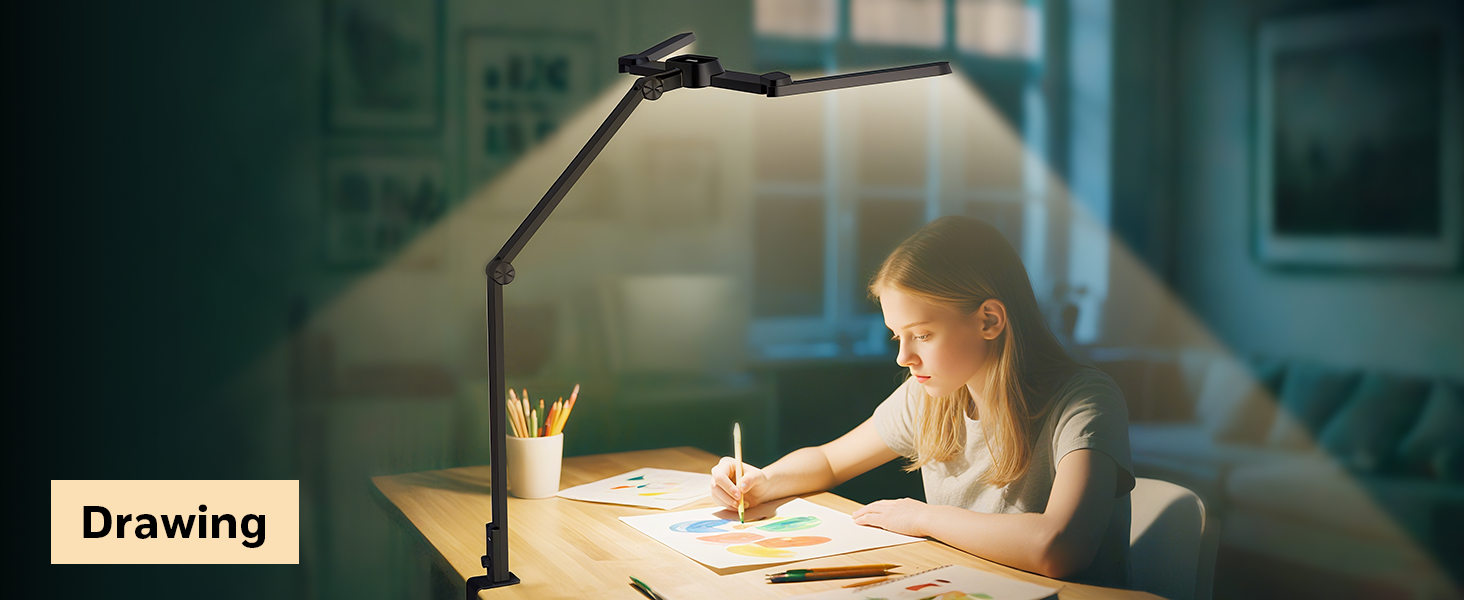 LED лампа Honeywell HJ3 для робочого столу з кріпленням, для архітекторів, офісу та дому. 4 режими, регулювання яскравості, завдання, верстак.