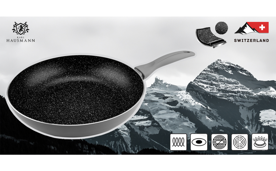 Набір сковорідок Induktion: 20+24+28 см - антипригарне покриття, для всіх плит (індукційних) - з алюмінію. Набір сковорідок для смаження та приготування їжі