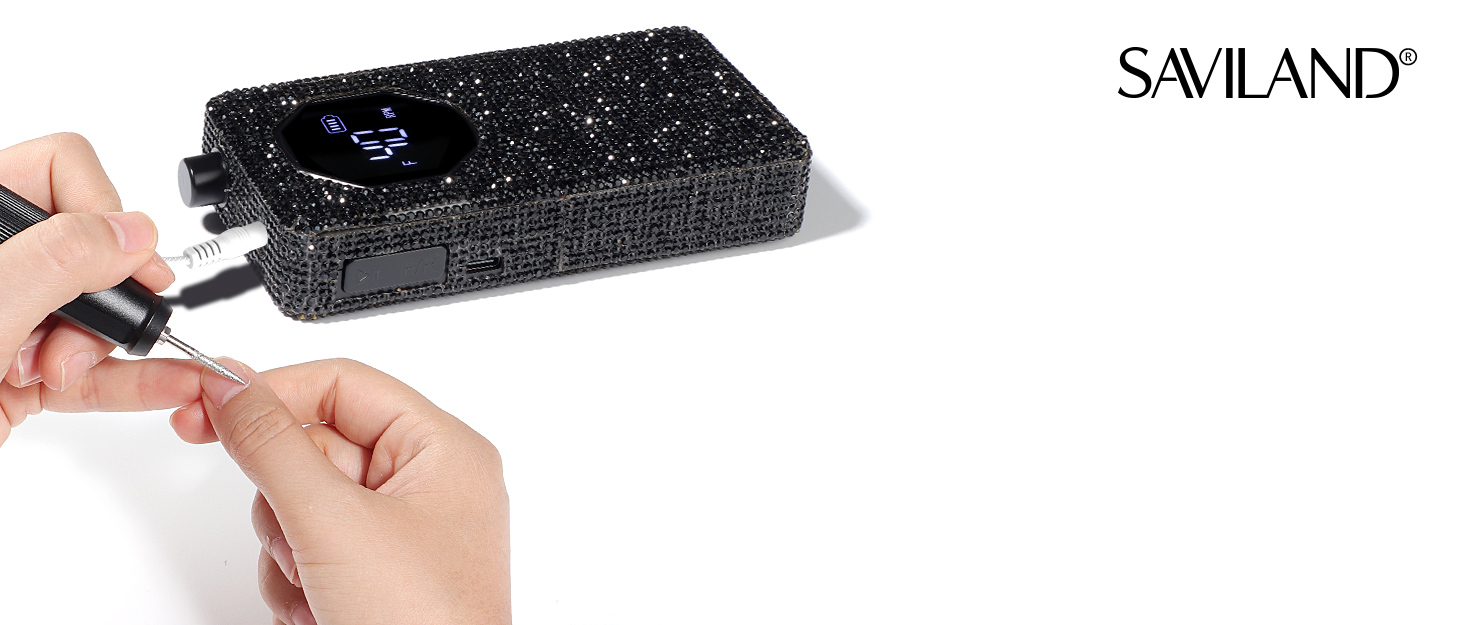 Професійний фрезер для нігтів SAVILAND Advanced 30S: електрична машинка для манікюру з 40000 об/хв, акумулятор 4000 mAh, чорний