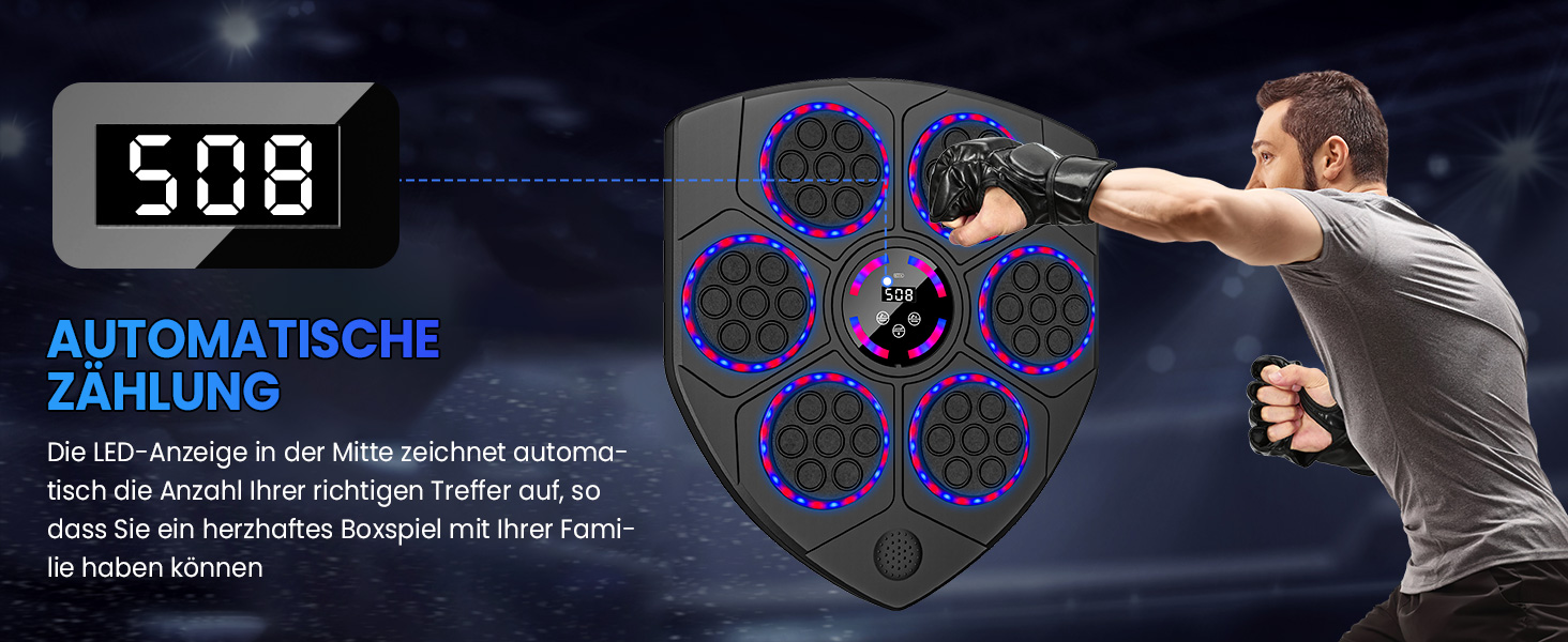 Wall-Mounted Boxing Target Machine with LED Lights & Bluetooth - Adult & Kids Fitness