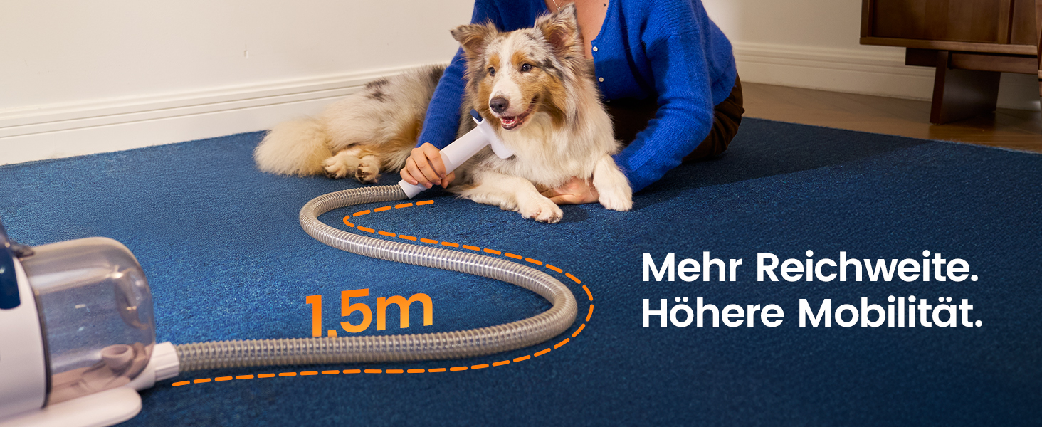 Машинка для стрижки собак Oneisall з пилососом, потужність 12000 Па, видаляє 99.99% шерсті, тиха, для собак та котів, 7 насадок