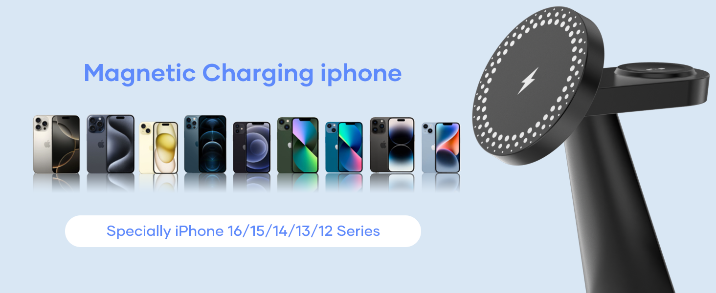 3-в-1 Індукційна Зарядка для iPhone, AirPods та Apple Watch (15W, чорний)