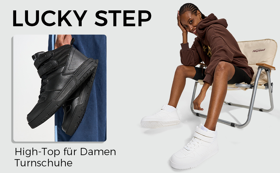 Жіночі баскетбольні черевики Lucky Step з клямками - стильні кросівки з штучної шкіри, чорного кольору, розмір 36 EU