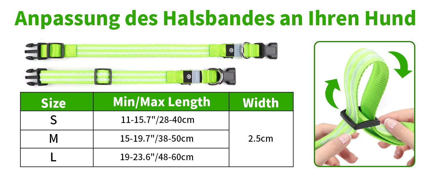 Світлодіодне нашийник для собак PcEoTllar, водонепроникний, 3 режими світіння, для малих, середніх та великих собак, рожевий