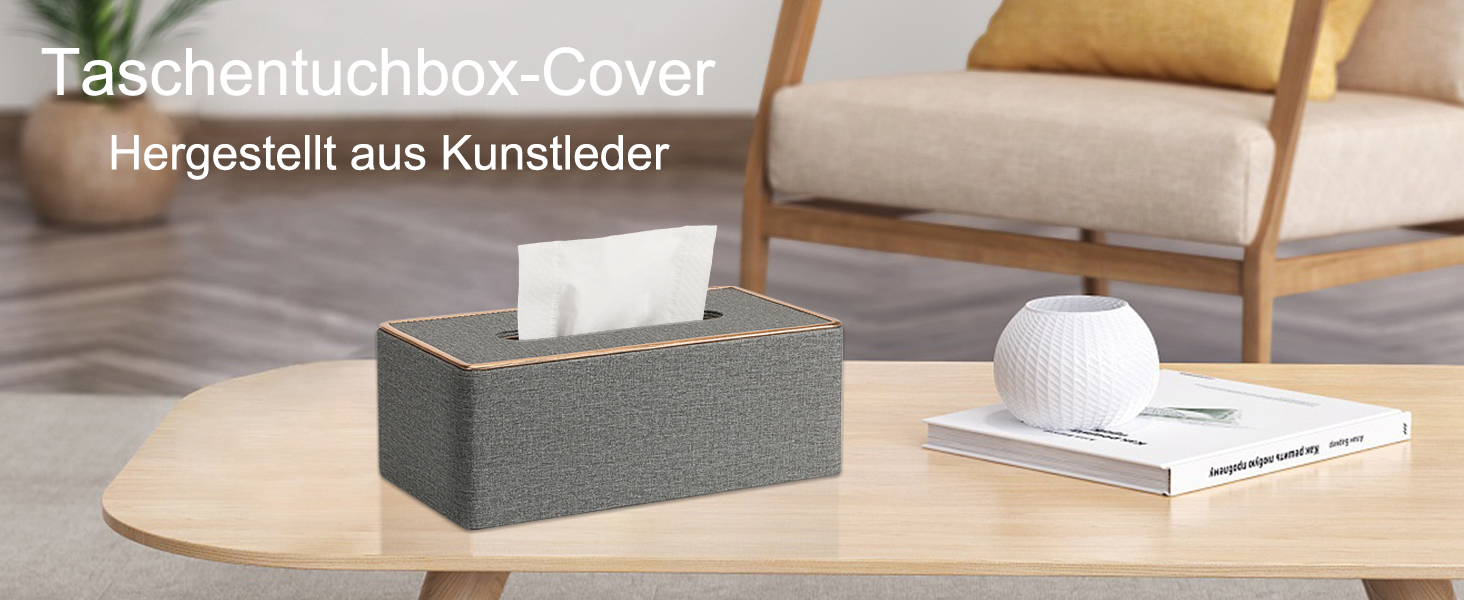 Скляниця для серветок Rarapop з PU-шкіри, сіра - органайзер для ванної, тумбочки, офісу