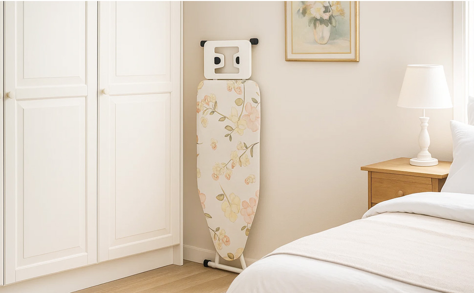 Прасувальна дошка AllRight 108.5/75 x 31 см, 7-позиційний регульований з металевою сіткою, з антиковзними ніжками, для парогенераторів, зелена (квітковий принт)