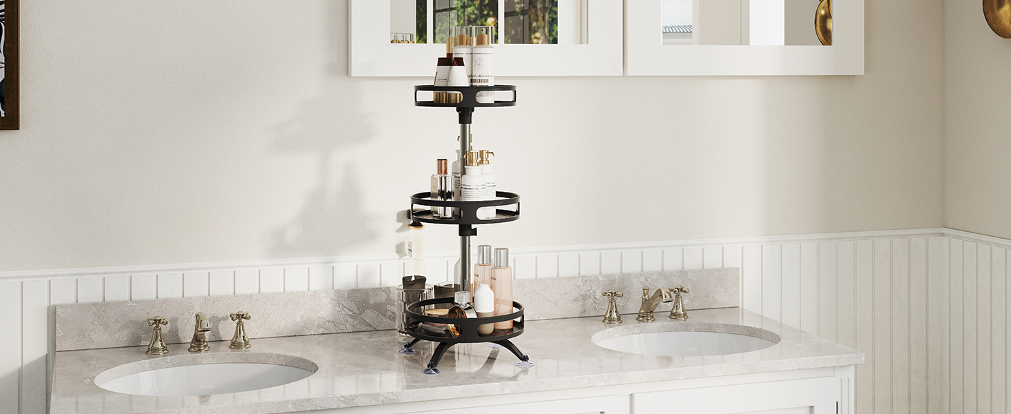 Організатор для спецій, поворотний на 360°, 3 яруси, з нержавіючої сталі, чорний