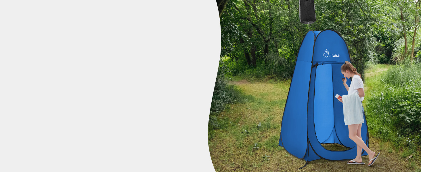 WofWise Portable Pop-Up Shower Toilet Tent - Outdoor Privacy Shelter for Camping, Hiking, Beach & Travel (Blue, XL)