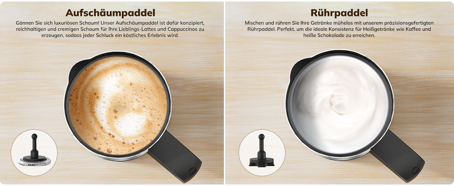 Електричний піногасник для молока Morpilot, 650W, нержавіюча сталь, 350мл, для гарячого та холодного молока, сумісний з посудомийною машиною