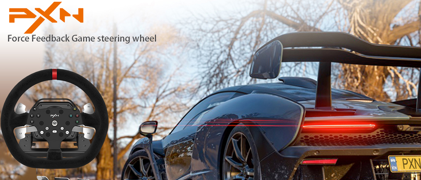 PXN V3II Руль для гонок з педалями, 180°, сумісний з PS3/PS4, Xbox One/Series, Nintendo Switch та PC, чорний