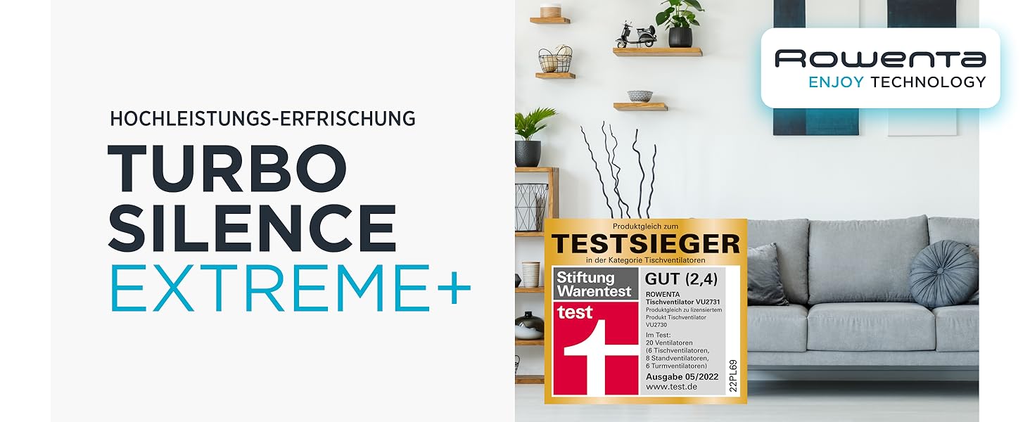 Вентилятор Rowenta Turbo Silence Extreme+ – тихий, потужний, 4 швидкості, автоматичне гойдання, білий, VU2731