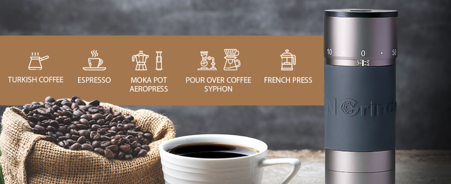 KINGrinder K6: Ручна кавомолка з 200 налаштуваннями помелу для Aeropress, French Press, Drip, Espresso, об'єм 25-35г