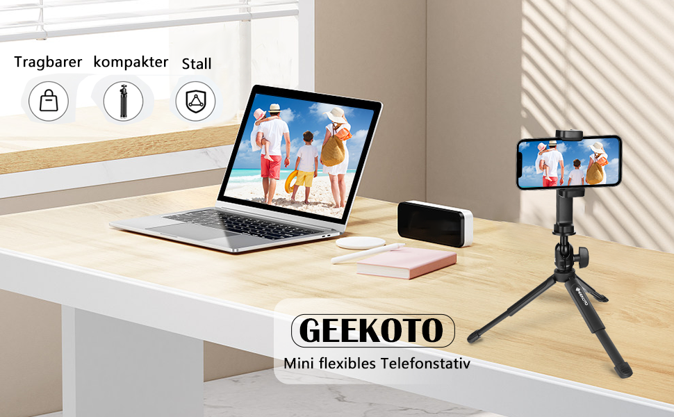 Штатив для камери GEEKOTO 77” з моноподом, 360° кульковою головкою, для DSLR, до 8кг, чорний (VT01)