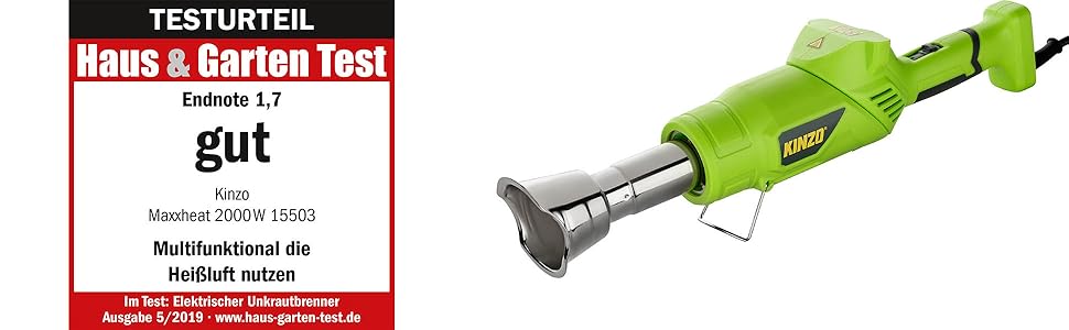 Електричний випалювач бур'янів KINZO Premium 3-в-1, 2000 Вт, 80/650°C, для гриля, без газу