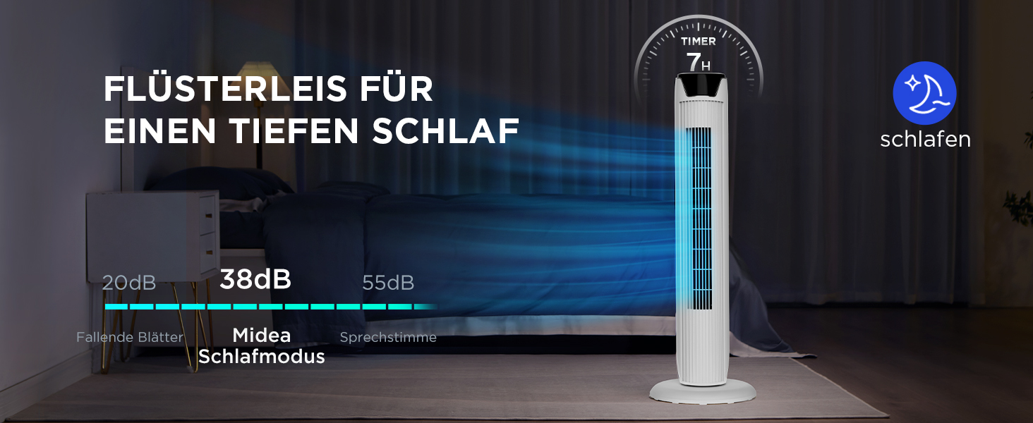 Вентилятор підлоговий Midea FZ10-26MR(BL) 96 см з пультом, 33 дБ, LED дисплей, 4 режими, для спальні та офісу, білий