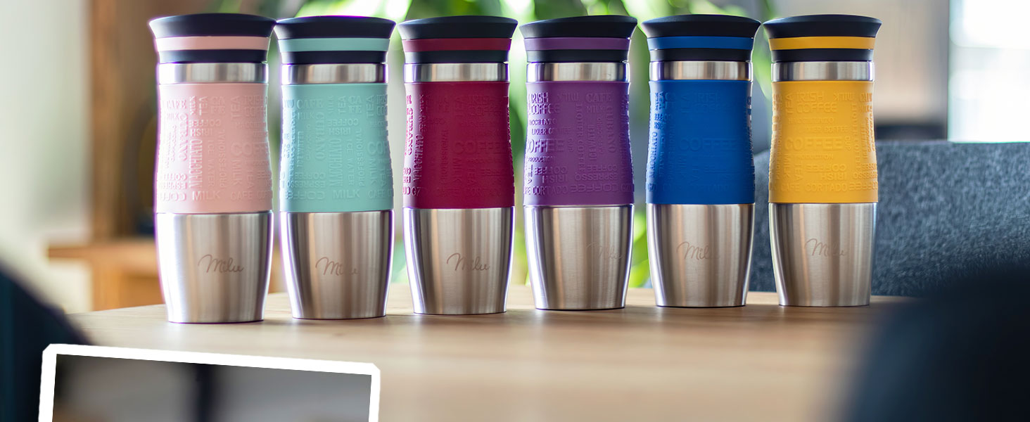 Термокружка Milu 370 мл, 450 мл: сталева, подвійні стінки, для кави з собою, не протікає, автокружка, термокружка, travel mug (сірий)