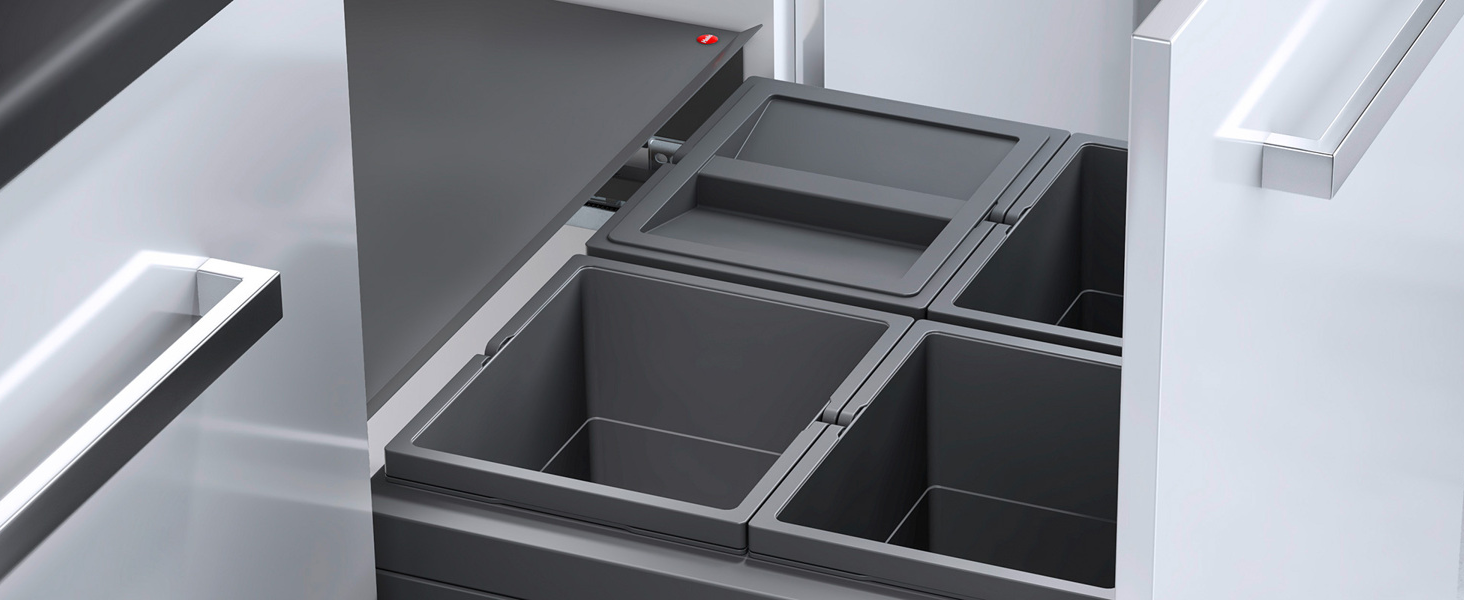 Hailo Solo Automatic Waste Bin - 20 Liter, Anthracit - Cabinet Mount, Drawer Pull-Out Waste Container