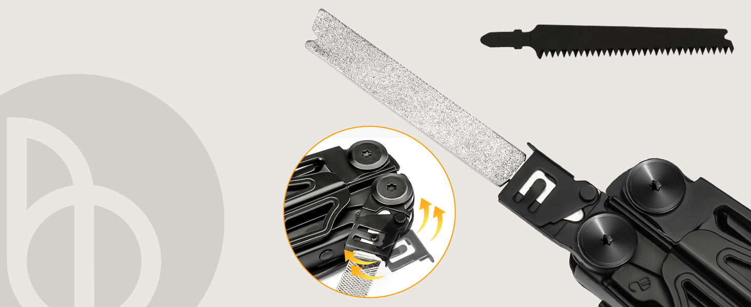 BIBURY Stainless Steel Multitool - 16-in-1 Folding Pliers with Screwdriver & Shears, Outdoor Tool Kit with Nylon Pouch - Gift for Dad