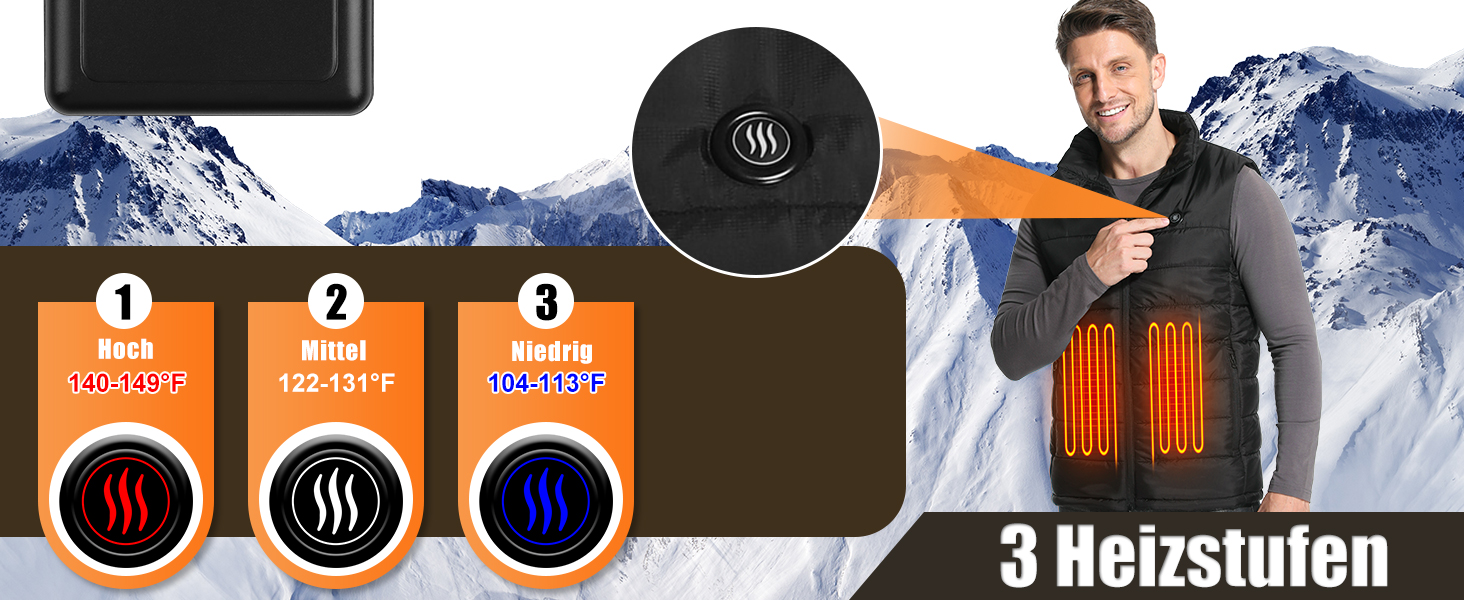 Обогревна жилетка Miss Doozy з Powerbank 10000mAh, 6 зон нагріву, 3 режими температури - для чоловіків та жінок, Outdoor, мотоцикл, туризм, XXL