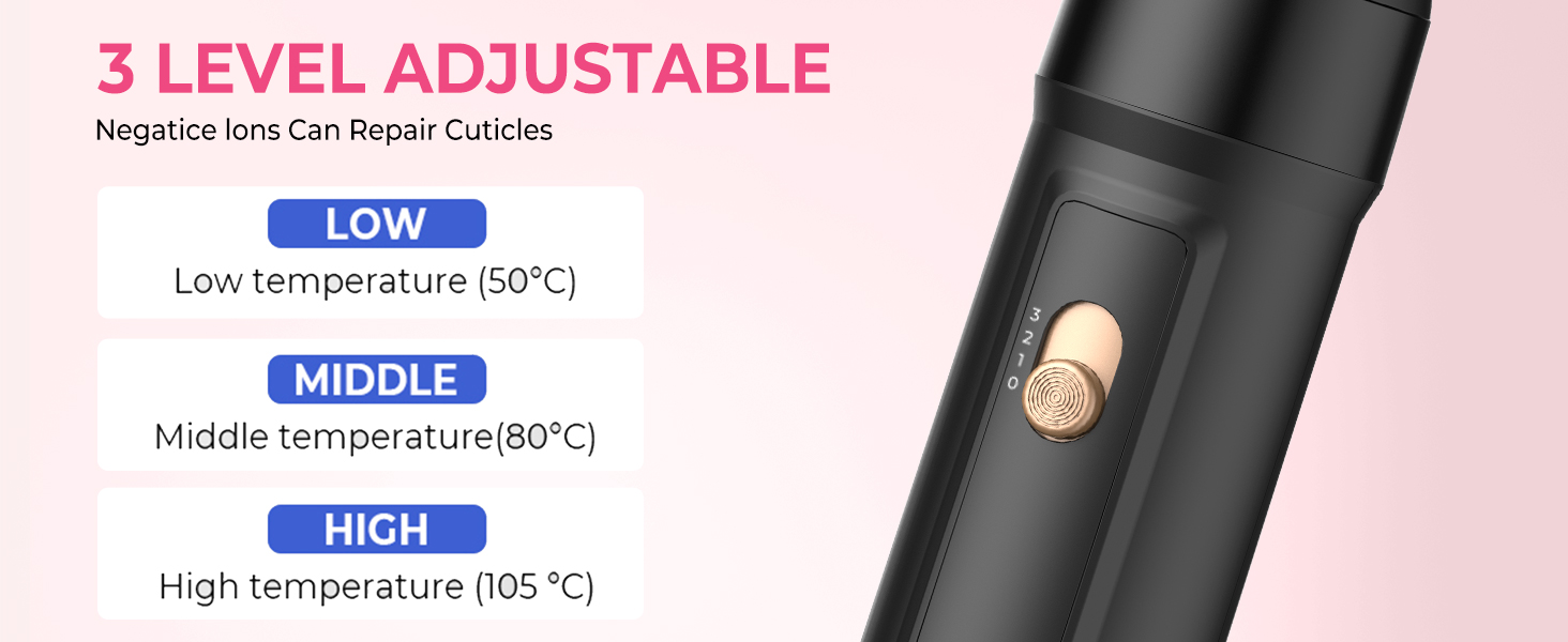 Набір для укладки волосся Atopskins 6 в 1: фен, плойка, щітка для об'єму | 1000W, чорно-золотий