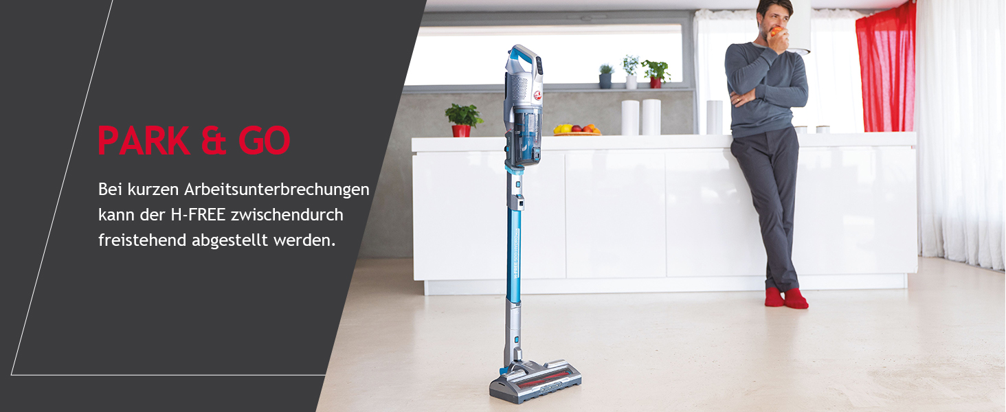 Бездротовий пилосос Hoover H-Free 500 Hydro Plus з підсвічуванням та функцією миття підлоги – 3-в-1, час роботи 30 хв, насадки: для підлоги, кутів, меблів, з паркуванням, 1 акумулятор