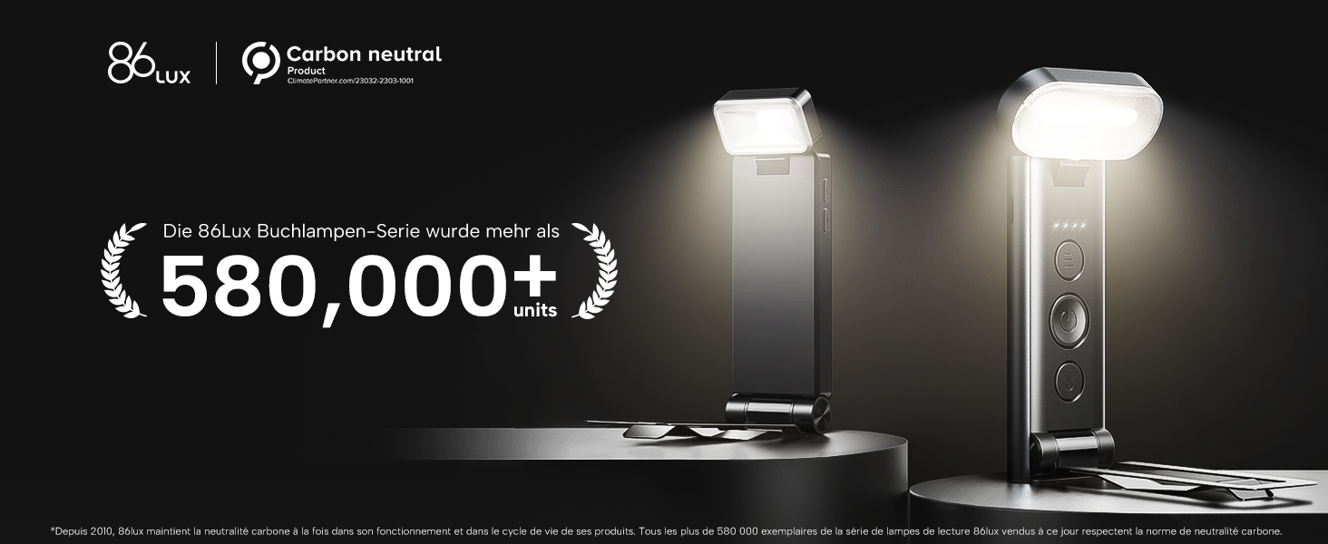 LED кріпильна лампа для читання 86lux - перезарядна, 3 кольори, регулювання яскравості, сіра