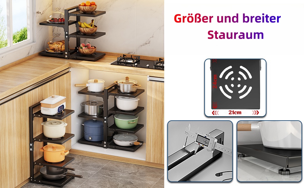 Pot Organizer, 7 tiers, adjustable, sturdy, for kitchen cabinets, versatile, for pots and pans