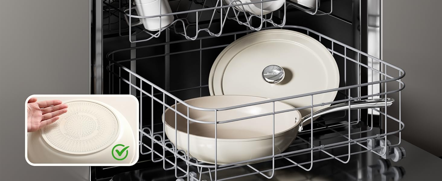 Набір сковорідок Redchef з керамічним покриттям, алюміній, 20/24/28 см, для всіх типів плит, індукційні, без PTFE, PFOA, PFAS, бежевий