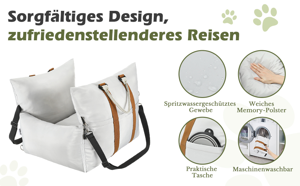 Автомобільний лежак для собак Pawaboo, сірий, до 11 кг, водонепроникний, з кріпленнями та шлейкою