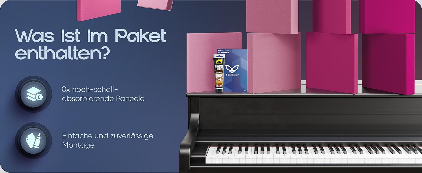 Акустичні панелі для звукопоглинання 3D, набір 8 шт, квадратні стінові панелі з градієнтом 'Sunny Shades' / 'Magnolia Shades', виготовлено в ЄС