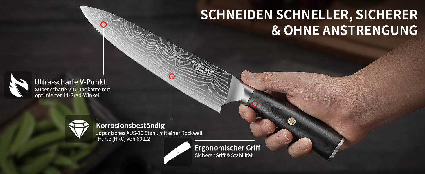 Набір кухонних ножів FUTHVWIN 7 предметів: професійний набір з японської високоякісної сталі з ергономічною ручкою, у подарунковій коробці