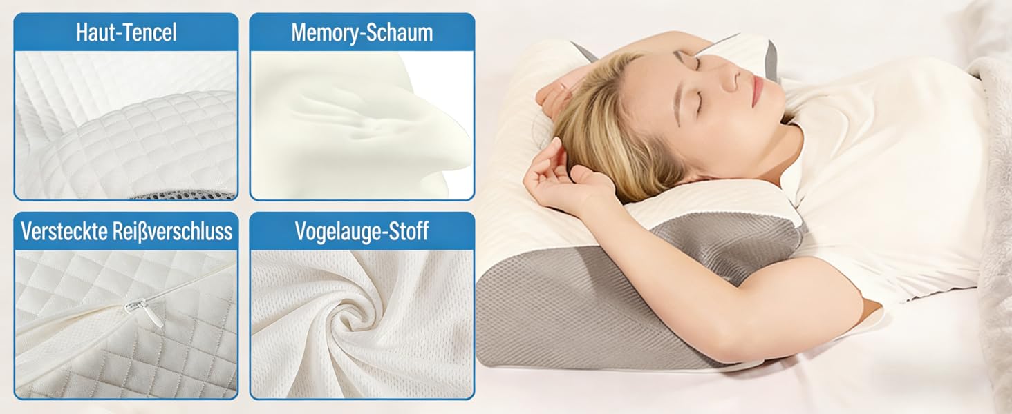 Ортопедична подушка Purova для шиї 2 в 1, з піною Memory Foam, для сну на боці, спині та животі (чорна)