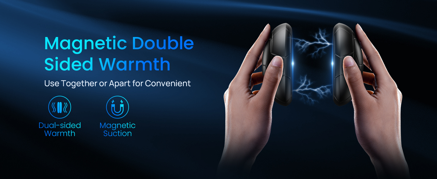 Електричні грілки для рук 2 шт. | USB, 3 режими нагріву, 20 годин тепла, для активного відпочинку та дому, чорний